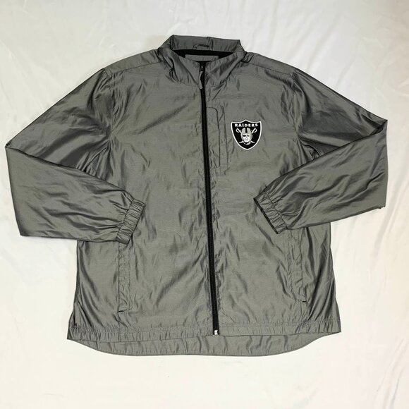 Raiders NFL Jacket G-III Windbreaker XL Gray Full Zip Lightweight Mesh Lined - Picture 2 of 13